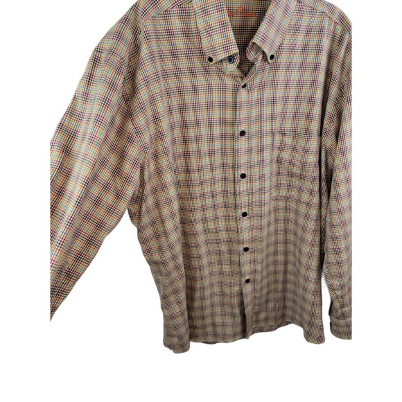 Alan Flusser Plaid Sleeve Button DownStriped Shirt Men's Large - Picture 10 of 11